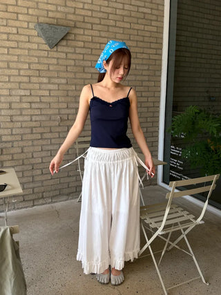 [2 colors] Pure Frill Ribbon Pants