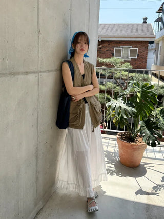 [2 colors] Pure Frill Ribbon Pants