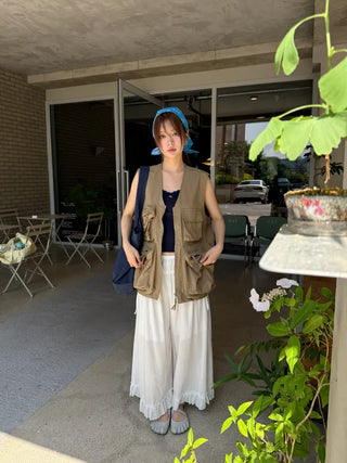 [2 colors] Pure Frill Ribbon Pants
