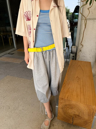 [5 colors] Two-way stripe sleeveless top