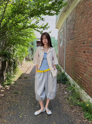 [5 colors] Two-way stripe sleeveless top