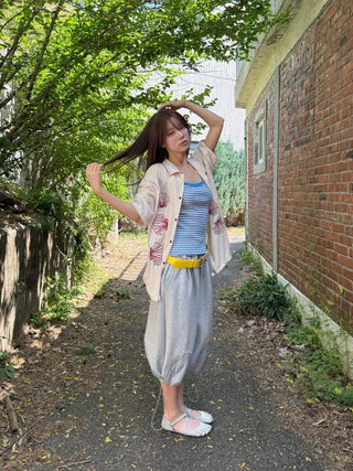 [5 colors] Two-way stripe sleeveless top