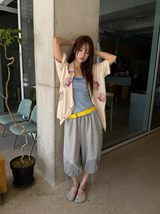 [5 colors] Two-way stripe sleeveless top