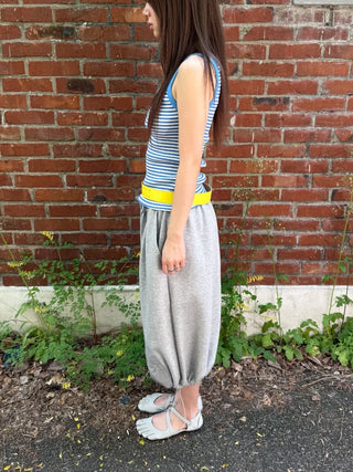 [5 colors] Two-way stripe sleeveless top