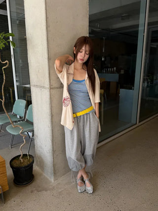 [5 colors] Two-way stripe sleeveless top