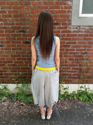 [5 colors] Two-way stripe sleeveless top