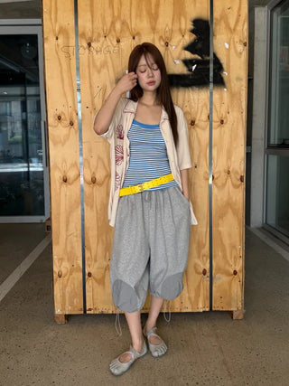 [3 colors] Knee Pad Sweat Bermuda Pants