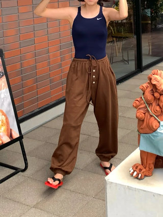 [8 colors] Summer Button Point Jogger Pants