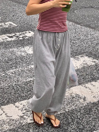 [8 colors] Summer Button Point Jogger Pants