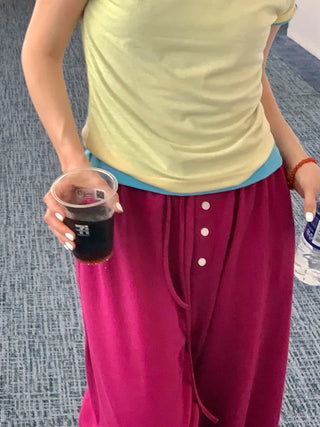 [8 colors] Summer Button Point Jogger Pants