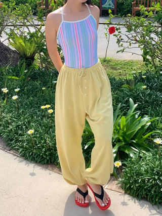[8 colors] Summer Button Point Jogger Pants