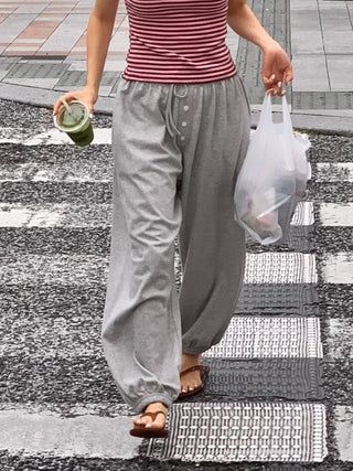 [8 colors] Summer Button Point Jogger Pants