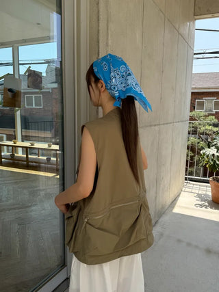 [3 colors] Multi-pocket nylon vest