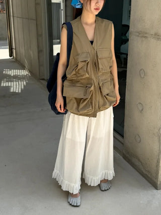 [3 colors] Multi-pocket nylon vest