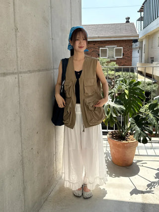 [3 colors] Multi-pocket nylon vest