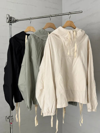 [3 colors] Pale Crop Hooded Anorak