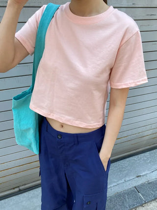 [15 colors] Candy Cotton Crop T-shirt