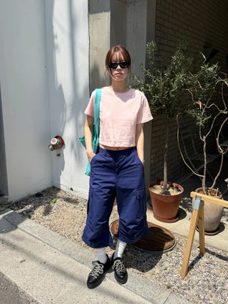 [15 colors] Candy Cotton Crop T-shirt