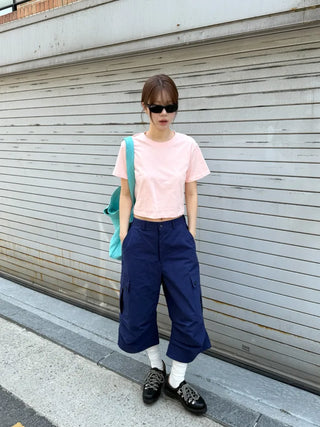 [15 colors] Candy Cotton Crop T-shirt