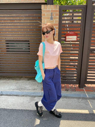 [15 colors] Candy Cotton Crop T-shirt