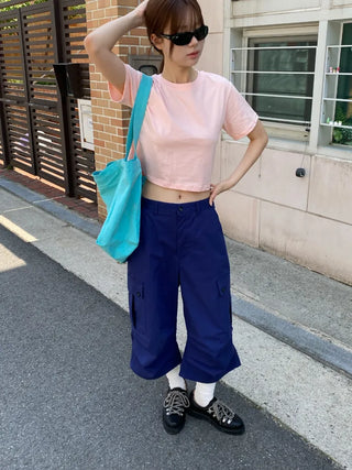 [15 colors] Candy Cotton Crop T-shirt