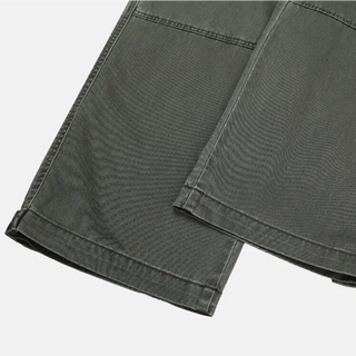 [2 colors] Button flap wide pants
