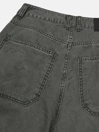 [2 colors] Button flap wide pants