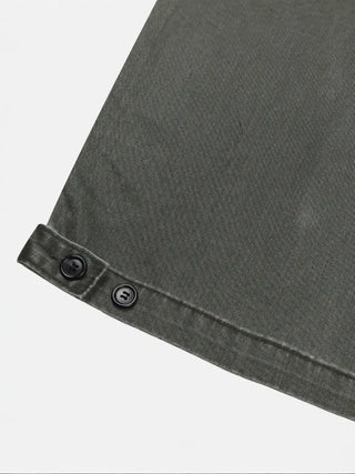 [2 colors] Button flap wide pants