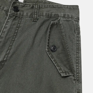 [2 colors] Button flap wide pants
