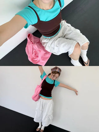[3 colors] Belted Bermuda Training Pants