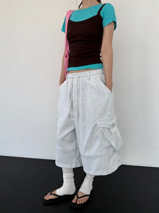 [3 colors] Belted Bermuda Training Pants