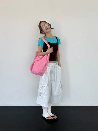 [3 colors] Belted Bermuda Training Pants
