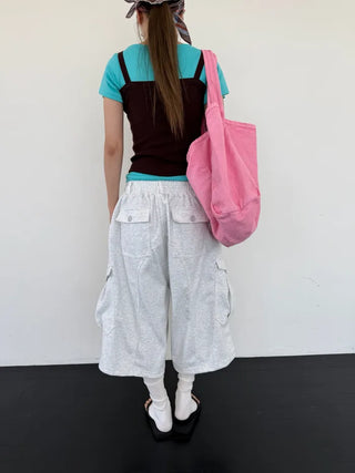 [3 colors] Belted Bermuda Training Pants