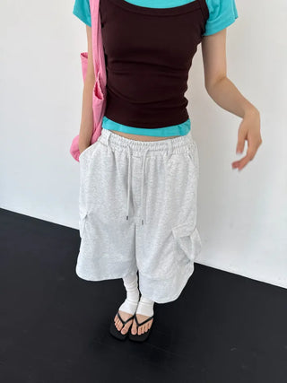 [3 colors] Belted Bermuda Training Pants