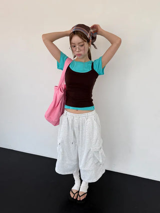 [3 colors] Belted Bermuda Training Pants