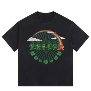 [3 colors] Clover Pigment Band Print Box Fit Short Sleeve Tee