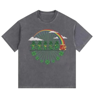[3 colors] Clover Pigment Band Print Box Fit Short Sleeve Tee