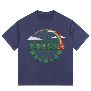 [3 colors] Clover Pigment Band Print Box Fit Short Sleeve Tee