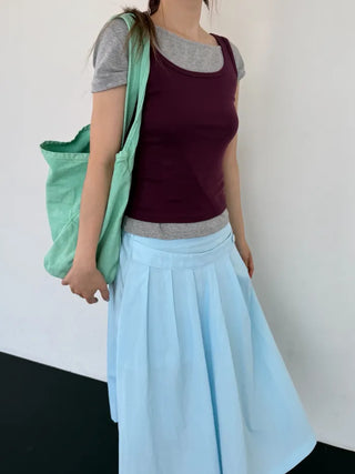[2 colors] Asymmetrical Off-Shoulder T-Shirt