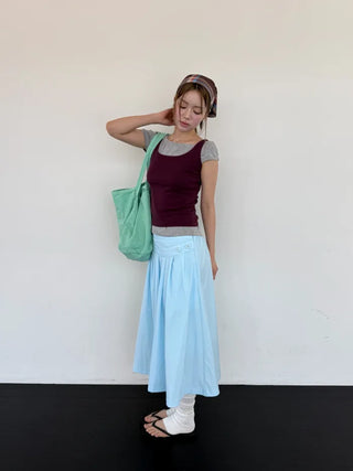 [2 colors] Asymmetrical Off-Shoulder T-Shirt