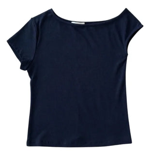 [2 colors] Asymmetrical Off-Shoulder T-Shirt