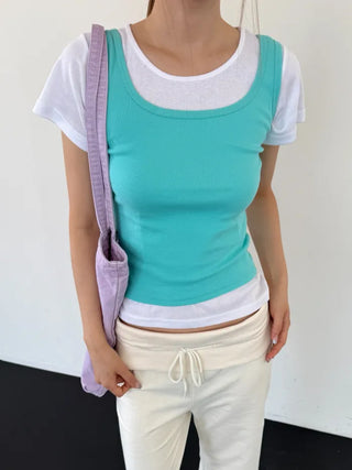 [9 colors] Round Sleeveless Top
