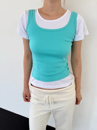[9 colors] Round Sleeveless Top