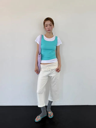 [9 colors] Round Sleeveless Top