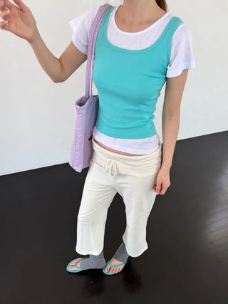 [9 colors] Round Sleeveless Top