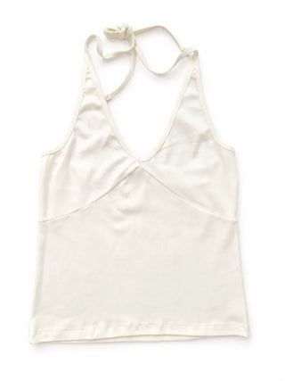 [3 colors] Halter neck sleeveless top