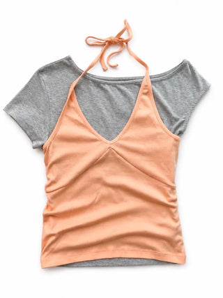 [3 colors] Halter neck sleeveless top