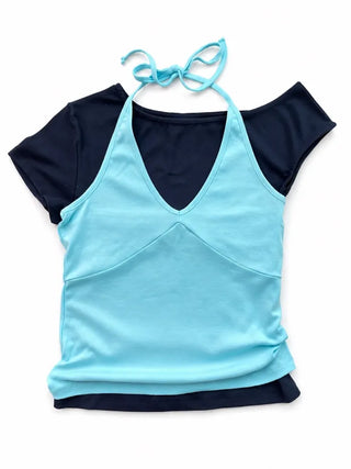 [3 colors] Halter neck sleeveless top
