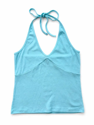[3 colors] Halter neck sleeveless top