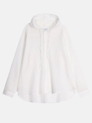 [3 colors] See-through hooded shirt